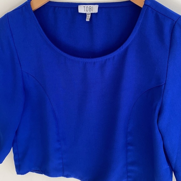 Tobi Royal Blue 3/4 Sleeve crop Blouse, Size S - Picture 7 of 7